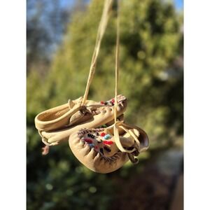 Minnetonka Baby Moccasins Size 3 Infant Beaded Leather Crib Shoes Southwestern